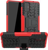 Voor Galaxy A71 Tire Texture Shockproof TPU + PC beschermhoes met houder (rood)