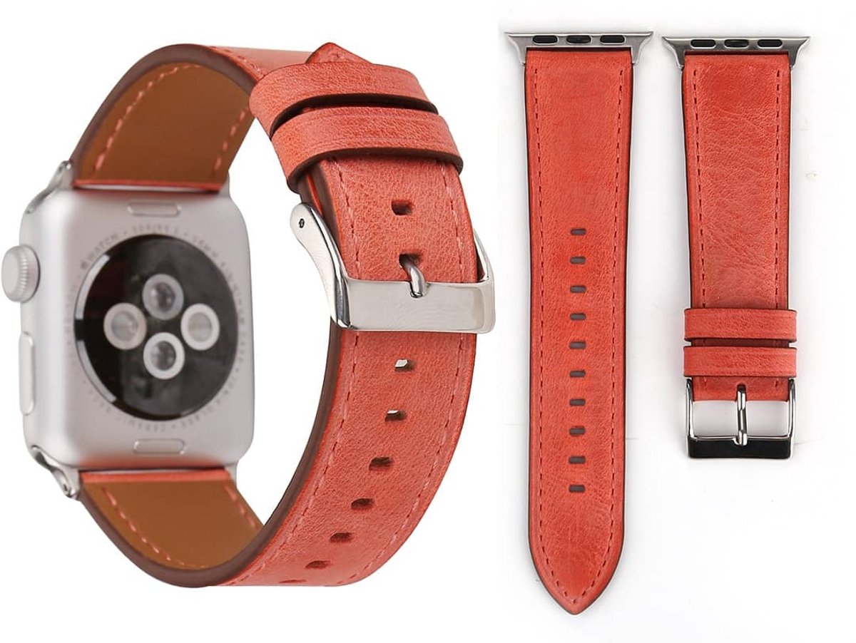 Voor Apple Watch Series 3 & 2 & 1 42mm frisse stijl polshorloge lederen band (rood)