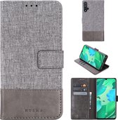 Voor Huawei Nova 5 Pro MUMXA MX102 horizontale flip canvas stiksels lederen tas met houder en kaartsleuven en portemonnee (grijs)