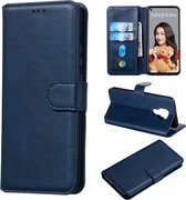 Voor huawei nova 5i pro / mate 30 lite klassieke kalf textuur horizontale flip pu lederen tas, met houder en kaartsleuven en portemonnee (blauw)