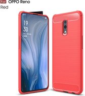 Geborstelde textuur koolstofvezel TPU Case voor OPPO Reno (rood)