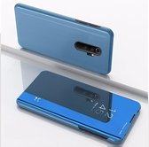 Voor Geschikt voor Xiaomi Redmi Note 8 Pro Plating Mirror Horizontaal flip-leer met beugelholster (blauw)