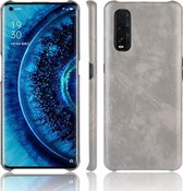 Voor Oppo Find X2 Shockproof Litchi Texture PC + PU Case (grijs)