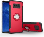 Voor Galaxy Note 8 PC + TPU magnetische beschermhoes met 360 graden rotatie ringhouder (rood)