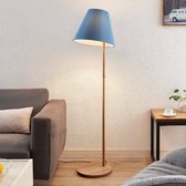 Lucande - vloerlamp - 1licht - stof, hout - H: 160 cm - E27 - , donker eiken