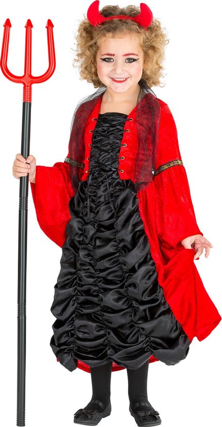 dressforfun - meisjeskostuum barokduiveltje 116 (5-7y) - verkleedkleding kostuum halloween verkleden feestkleding carnavalskleding carnaval feestkledij partykleding - 300105
