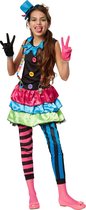 dressforfun - Meisjeskostuum crazy new wave clown 128 (7-8y) - verkleedkleding kostuum halloween verkleden feestkleding carnavalskleding carnaval feestkledij partykleding - 301662