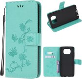 Xiaomi Poco X3 Hoesje - Bloemen Book Case - Cyan