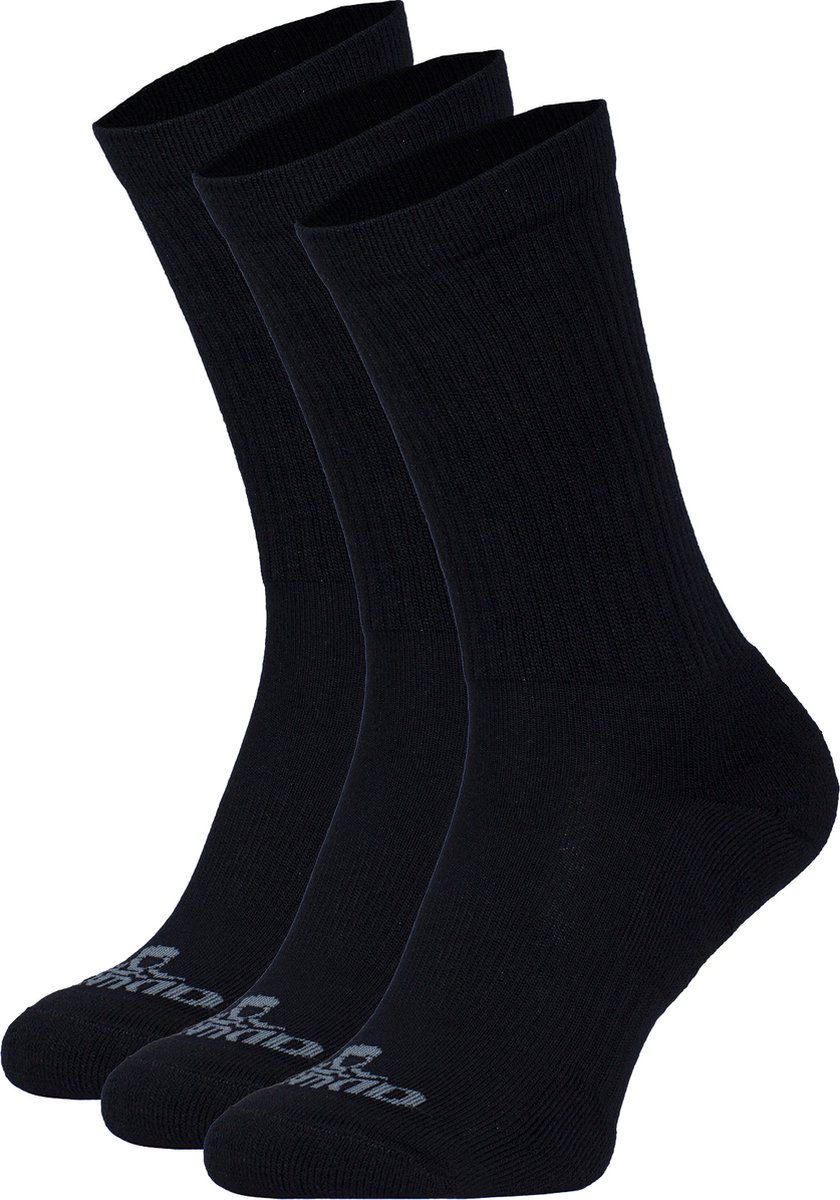 NOMAD® 3 Pack Sokken Maat 43-46 | Polyester Wandelsokken Crew 3-pack Zwart | Naadloos | Dames & Heren | Comfortabel & Dempend