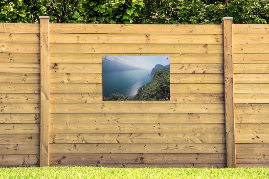 Photo aérienne des rives du lac de Garde affiche de jardin 90x60 cm - Toile de jardin / Toile d'extérieur / Peintures d'extérieur (décoration de jardin)