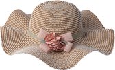 Juleeze Hoed Dames Maat: 58 cm Beige Papier Rond Zonnehoed Zomerhoed