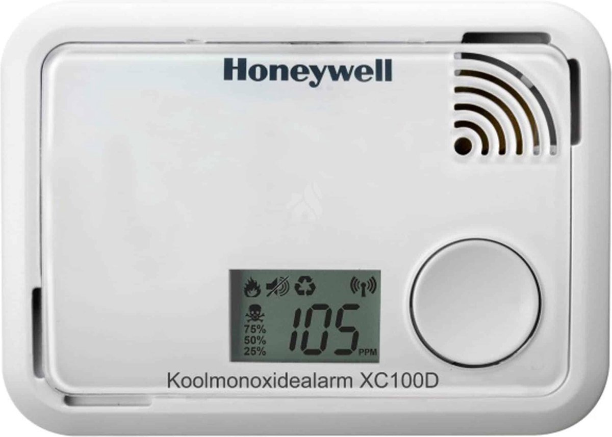 Honeywell XC-100D Koolmonoxidemelder - LCD Display - Meet zeer lage koolmonoxidewaarden