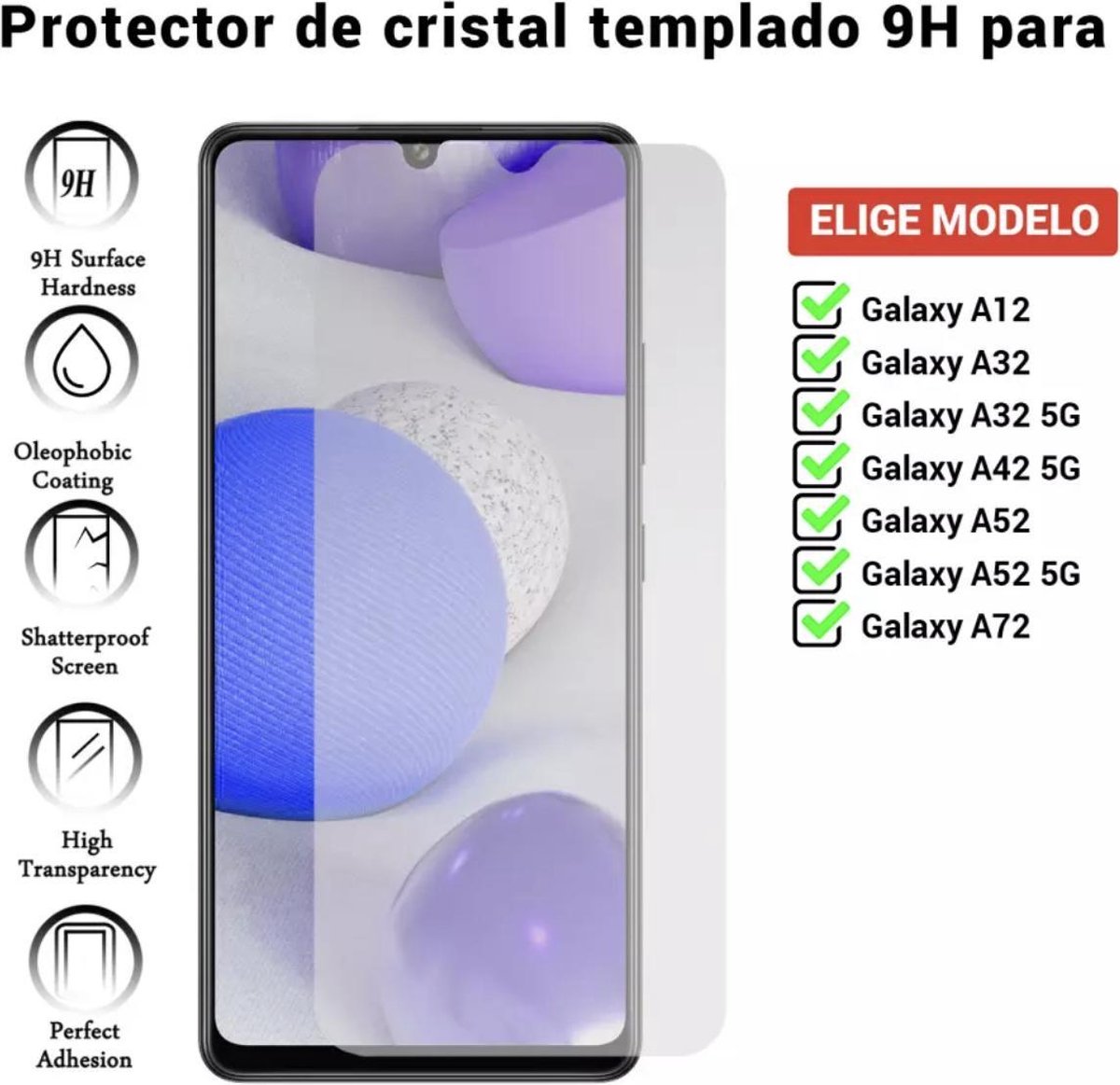 Samsung Galaxy A70 Hoes (Shock Proof Siliconen Case) + Screenprotector Tempered Glass - Glazen bescherming van HiCHiCO