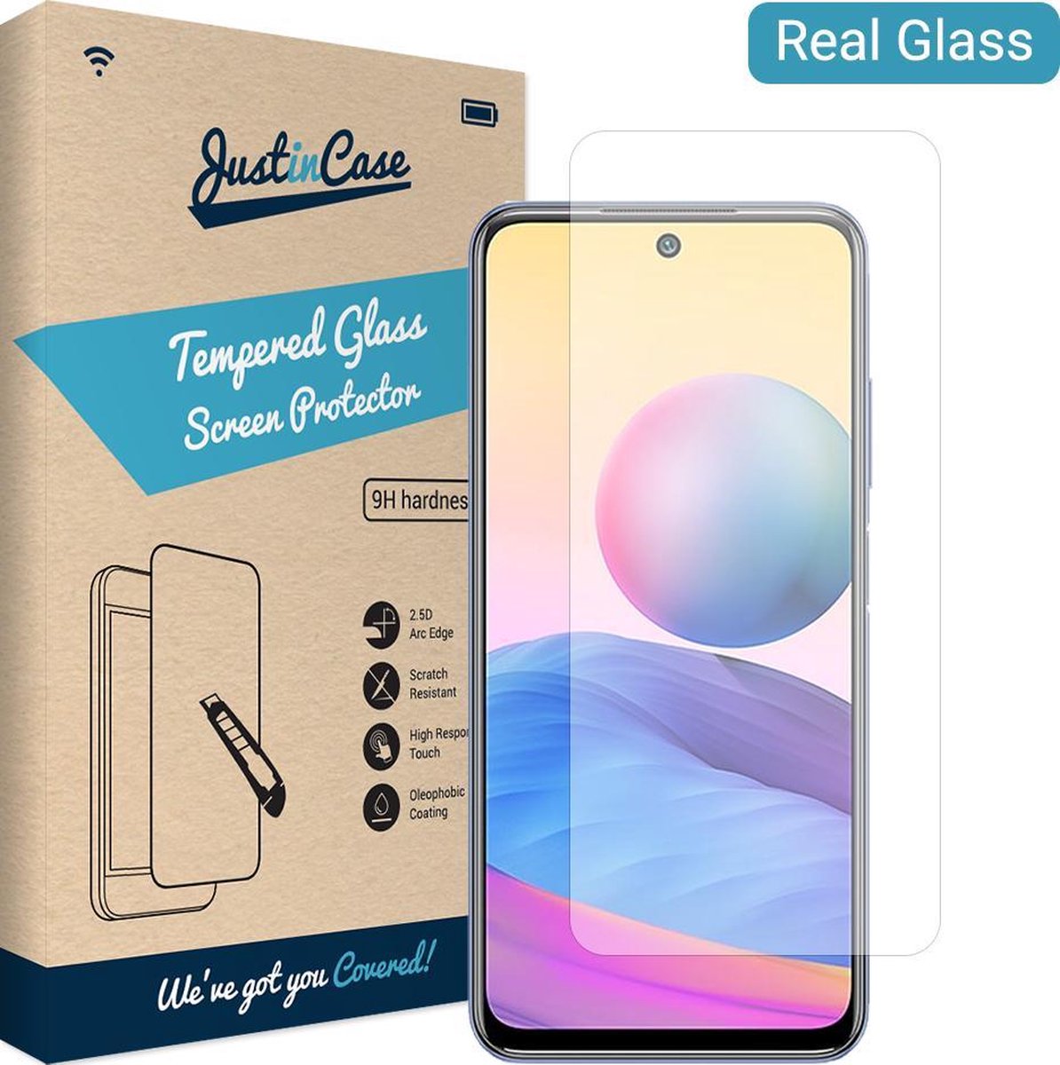 Just in Case Tempered Glass voor Xiaomi Redmi Note 10 5G Protector - Arc Edges