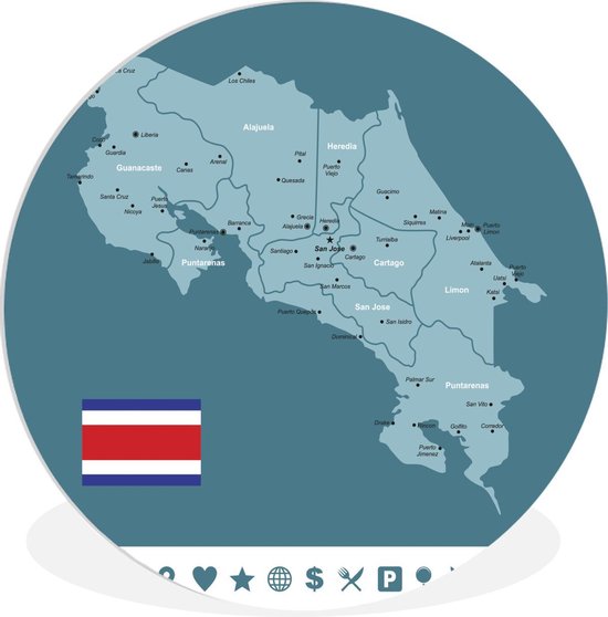 Illustration d'une carte du Costa Rica avec pictogrammes Assiette en plastique cercle... Illustration d'une carte du Costa Rica avec pictogrammes Assiette en plastique cercle...