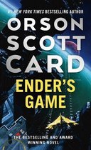 Boekomslag van "Ender's Game" met de tekst "#1 NEW YORK TIMES BESTSELLING AUTHOR ORSON SCOTT CARD ENDER'S GAME THE BESTSELLING AND AWARD WINNING NOVEL".
