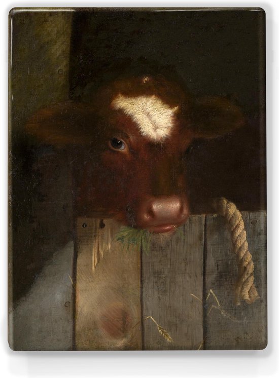 Kalfje - William Merritt Chase - 19,5 x 26 cm - Niet van echt te onderscheiden schilderijtje op hout - Mooier dan een print op canvas - Laqueprint.