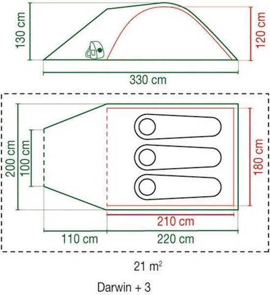 Coleman Darwin 3 Plus Koepeltent - 3-Persoons - Groen