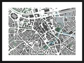 Eindhoven centrum - stadskaart | Inclusief strakke moderne lijst| stadsplattegrond | poster van de stad| 40x30cm