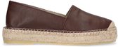 Sacha - Dames - Donkerbruine leren platform espadrilles - Maat 37