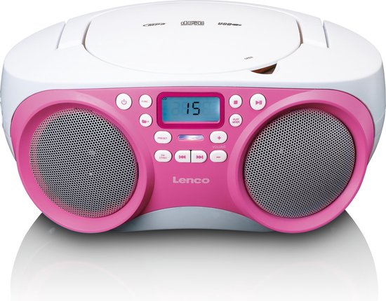 Lenco SCD301 Draagbare Radio CD-Speler met USB-Aansluiting Roze/Wit |  bol.com