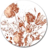 Wandcirkel Royal Vintage Flowers op hout - WallCatcher | Multiplex 80 cm rond | Houten muurcirkel Stilleven