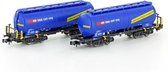 Hobbytrain - 2tlg. Set Uacs Silowagen Sbb Cargo Typ B Blau Lebensmittel - HOB-H23485