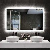 Miroir de salle de bain rectangulaire à LED - 120x70cm 4mm - Chemins de lumière sans rebord - Interrupteur à capteur tactile unique - Anti-buée - Wit