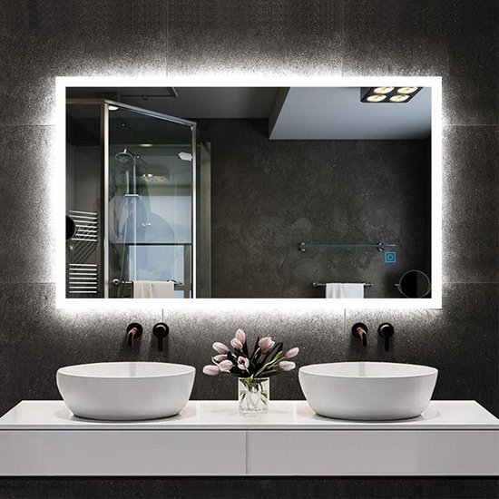 Miroir de salle de bain rectangulaire à LED - 120x70cm 4mm - Chemins de  lumière sans... | bol
