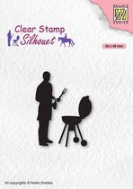 SIL071 Clear stamp Nellie Snellen - stempel man bij barbecue - Men-things smoke - meatlovers