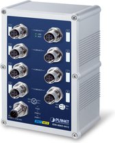 PLANET ISW-800T-M12 netwerk-switch Unmanaged L2 Fast Ethernet (10/100) Blauw, Grijs