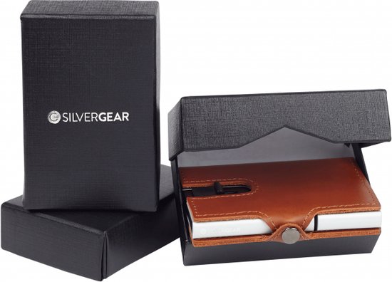 Silvergear Leder Pasjeshouder Portemonnee - Bruin - RFID - Anti-Skim Bescherming - Mannen en Vrouwen - Silvergear