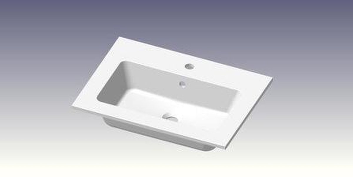 Nemo Go meubelwastafel 60x45x1.4cm 1 geïntegreerde wasbak 1 kraangat kunstmarmer wit mat