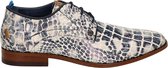 Rehab Greg Croco heren veterschoen - Blauw wit - Maat 41