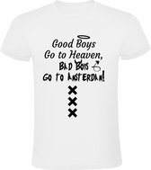 Good boys go to heaven, bad boys go to Amsterdam Heren t-shirt | ajax | mokum | 020 | hoofdstad | Wit