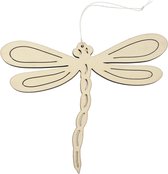 Houten decoratie hanger van een libelle van 17 x 21 cm - Dieren/lente/zomer decoraties
