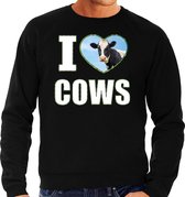 I love cows trui met dieren foto van een koe zwart voor heren - cadeau sweater koeien liefhebber 2XL
