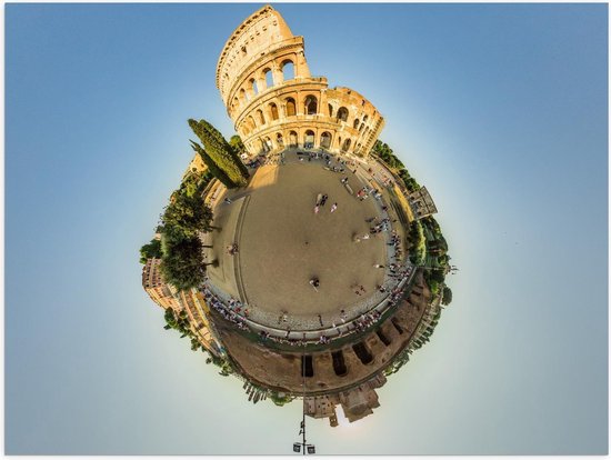 Poster – Colosseum in Rome op Wereldbol - 40x30cm Foto op Posterpapier