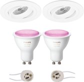 PHILIPS HUE - LED Spot Set GU10 - White and Color Ambiance - Bluetooth - Luxino Alpin Pro - Inbouw Rond - Mat Wit - Kantelbaar Ø92mm