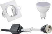 LED Spot Set - Nitron - GU10 Fitting - Inbouw Vierkant - Mat Wit - 4W - Natuurlijk Wit 4200K - Kantelbaar 80mm