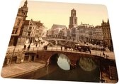 Oud Stadsgezicht Utrecht Dom - Oude Foto Print op Muismat 22x20cm