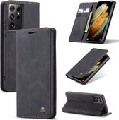 CaseMe - Hoesje geschikt voor Samsung Galaxy S21 Ultra -Wallet Book Case - Magneetsluiting - Zwart