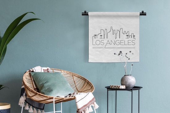 Tapisserie Villes du monde - Skyline Los Angeles blanc Tapisserie en coton 60x60 cm - Tapisserie avec photo