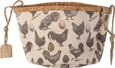 Mand Chickens Natuur D20xh16cm Textiel