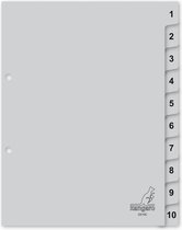 Kangaro tabbladen - A5 - PP 120 micron - grijs - 2-gaats - 10-delig cijfers - G510C