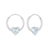 Oorbellen dames | Oorring/oorringen met hanger | Zilveren oorringen, hart kristal
