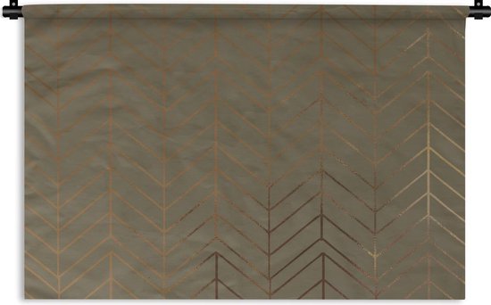 Wandkleed Luxe patroon - Luxe patroon van glimmende en gouden lijnen op een donkergroene achtergrond Wandkleed katoen 60x40 cm - Wandtapijt met foto