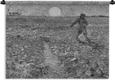 Tapisserie Vincent van Gogh - Le semeur en noir et blanc - Peinture de Vincent van Gogh Tapisserie coton 150x112 cm - Tapisserie avec photo
