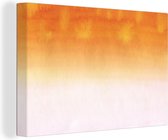 Canvas Schilderij Waterverf - Wit - Oranje - 30x20 cm - Wanddecoratie