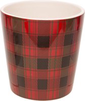 Bloempot Tartan Rood 13x13xh13cm Rond - Dolomiet (set van 4) En Yourkitchen E-kookboek - Heerlijke Smulrecepten